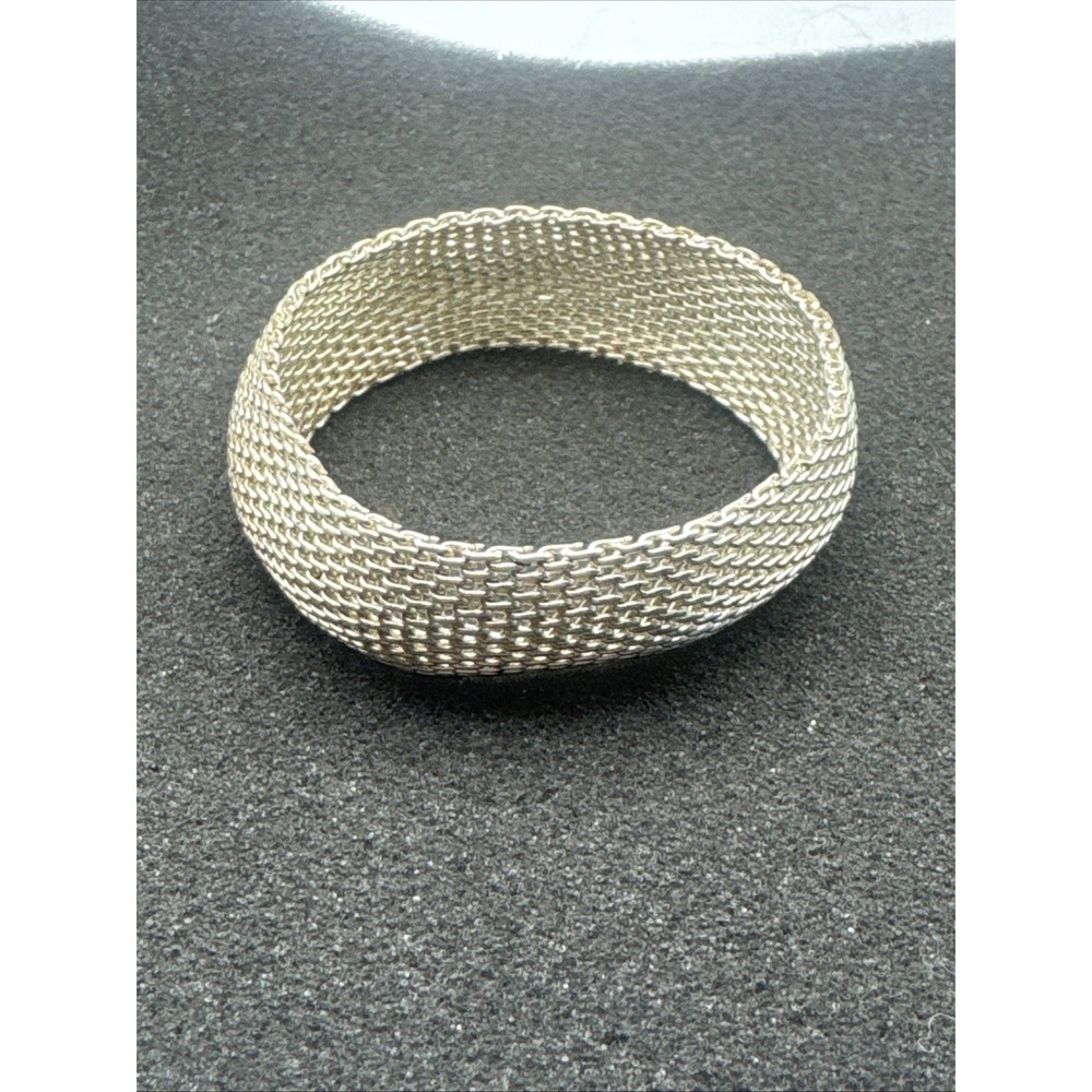 Vintage Sterling Silver 925 Woven Mesh Weave Flexible Bangle Bracelet 1.31 Oz